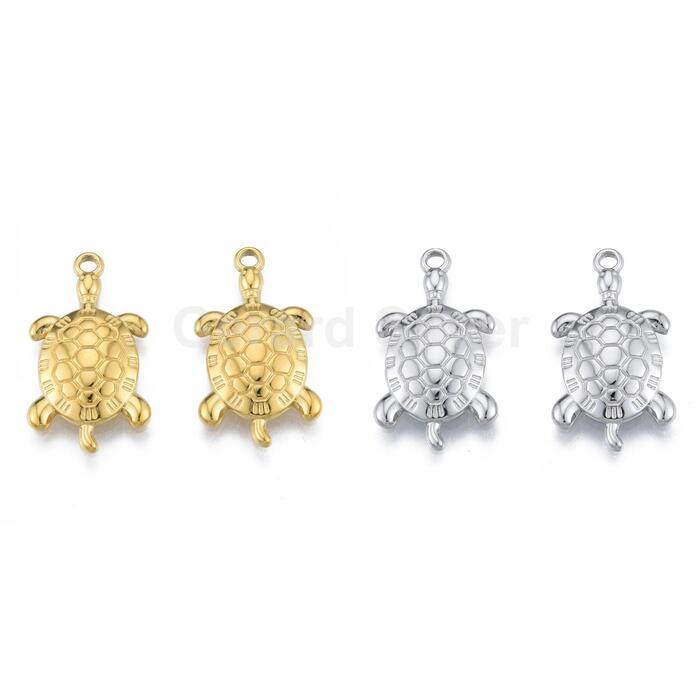 Colgante de Acero 304 Tortuga y Baño de Oro 18 k ( se vende en paquete de 2 piezas) 