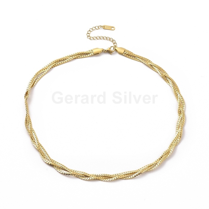 Collar de Acero 304 Trenzado y Baño de Oro 18 k 