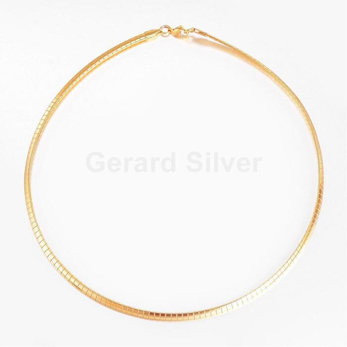 Cadena de Acero 304 Plana y Semirígida con Baño de Oro 18 k 