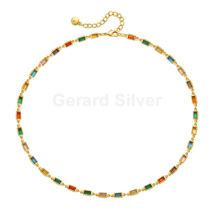 Collar de Latón con Chapado de Oro y Circonitas de Colores 