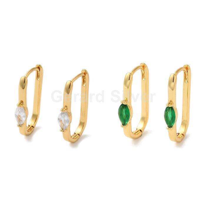 Aros De Acero 304 con Baño de Oro 18 k con Circonita Blanca o Esmeralda 