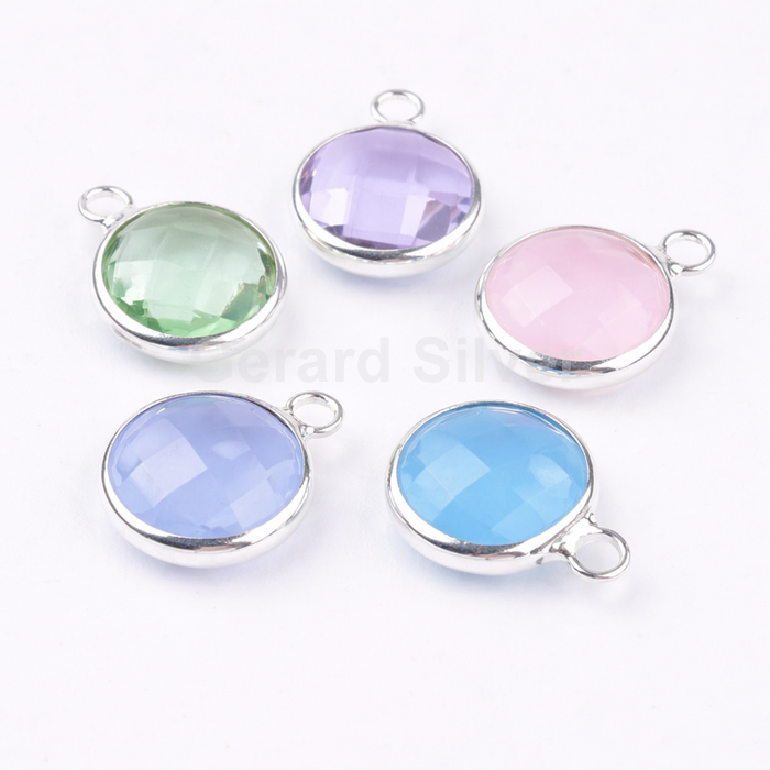 Colgante de Latón con Baño de Plata Brillante y cristal 