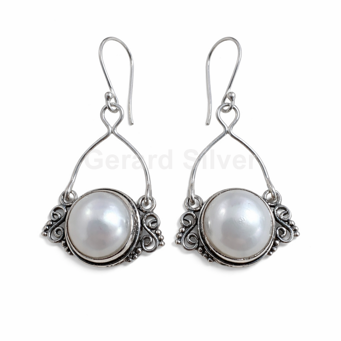 Pendiente de Plata y Perla Cultivada Estilo Hippie 