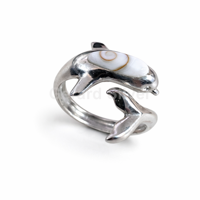 Anillo de Plata y Shiva Delfín  Cola de Ballena 