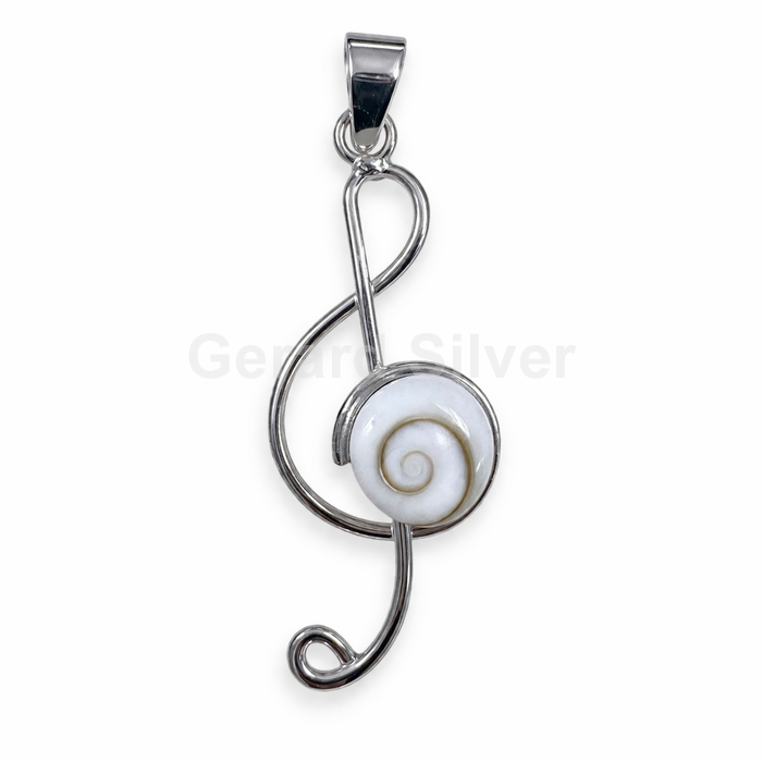 Pingente de prata e nota musical de shiva 