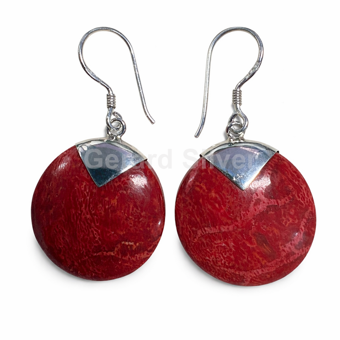 Pendiente de Plata y Coral Esponja 