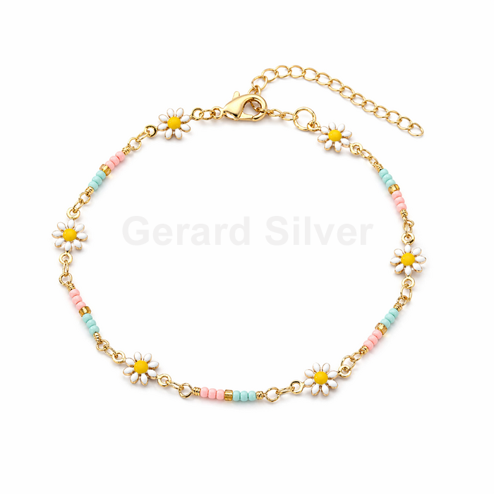 Tobillera de Latón Juvenil Con Esmalte y Baño de Oro 