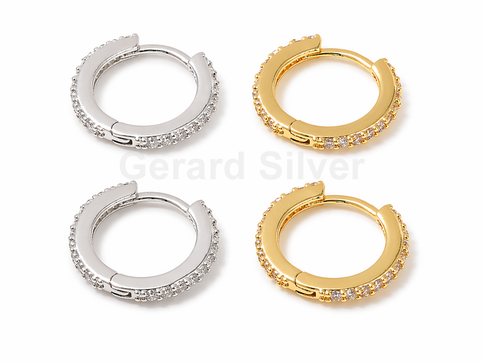 Aros en Latón y Circonita con Baño de Platino o Dorado 