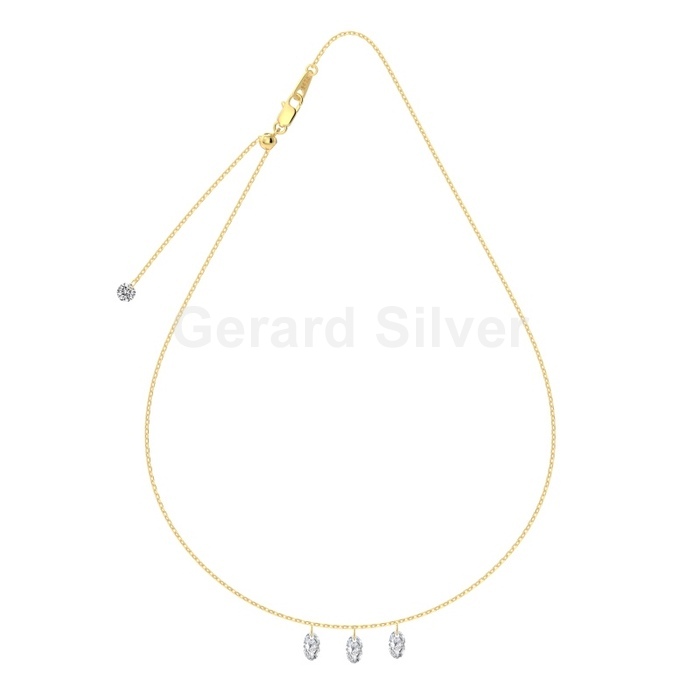 Colar de prata e zircônia cúbica com banho de ouro 