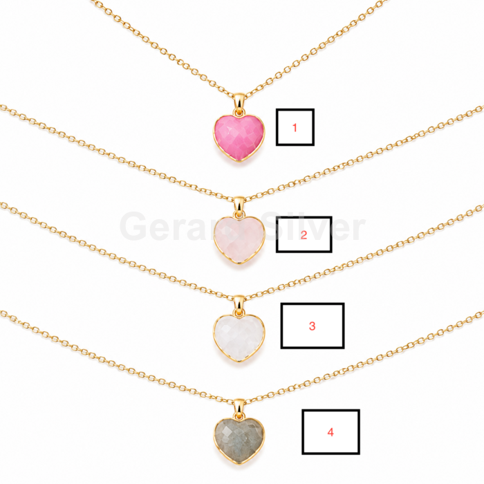 Colgantes de Latón con Baño de Oro de 18k Con Mineral Natural Corazón 