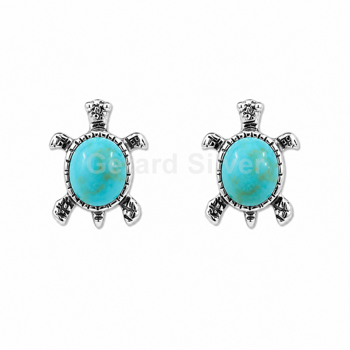 Pendiente de Plata con Esmalte Turquesa Tortuga 