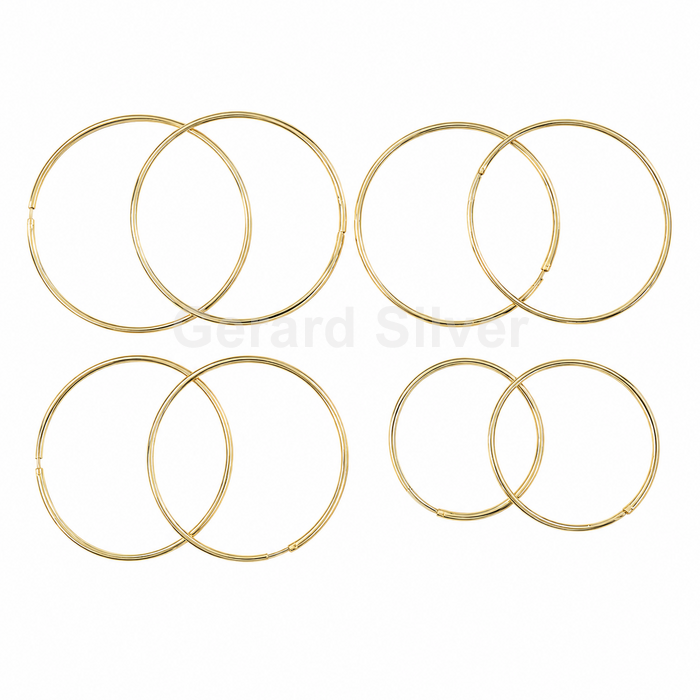 Argolas de prata de 1,5 mm com banho de ouro