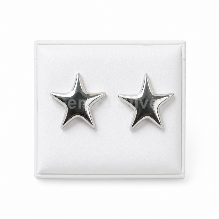 Pendiente de Plata Abultado Estrella 