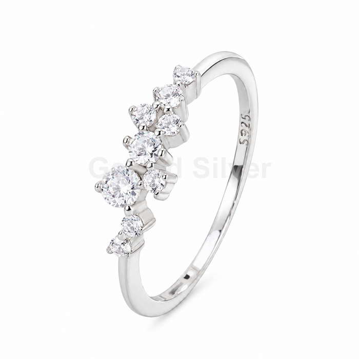 Anillo de Plata Rodiada y Circonita 