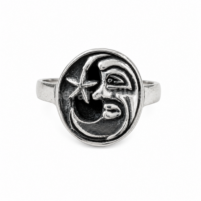 Anillo de Plata Luna y Estrella